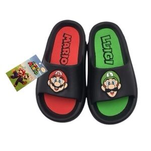 Mario & Luigi Pillow Slides - Black, Red, Green